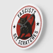 Cats Against Fascists ラージ壁時計 (傾斜)