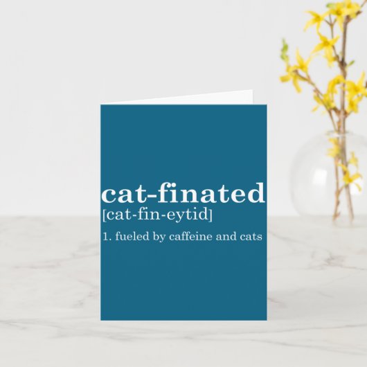 Cats &amp; Coffee Lover Funny Caffeine Quote Coffe カード (黄色い花)