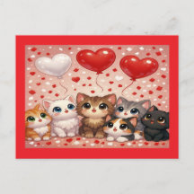 Cats and Balloons Wedding Engagement Announcement 