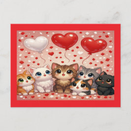 Cats and Balloons Wedding Engagement Announcement  案内ポストカード