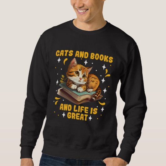 Cats and Books Cat Book Booknerd Cat fans スウェットシャツ (正面)