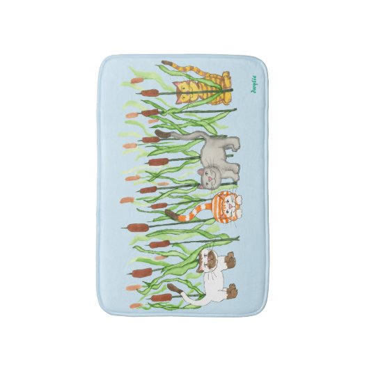 Cats and Cattails バスマット (正面縦)