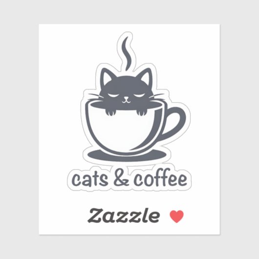 Cats and Coffee Funny Kawaii Noir Feline Aesthetic シール (シート)