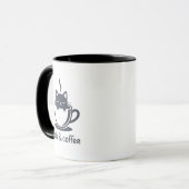 Cats and Coffee Minimalist Noir Feline Quote マグカップ (正面左)