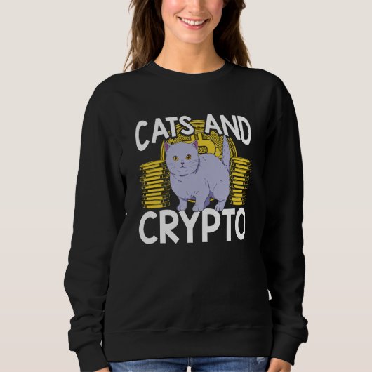 Cats And Crypto Cryptocurrency Blockchain Trader F スウェットシャツ (正面)