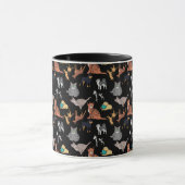 Cats And Dogs Pattern Design On Black  マグカップ (中央)