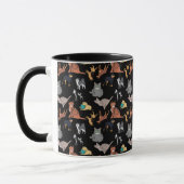 Cats And Dogs Pattern Design On Black  マグカップ (左)