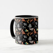 Cats And Dogs Pattern Design On Black  マグカップ (正面左)