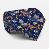 Cats And Dogs Pattern Design On Blue ネクタイ (ロール)