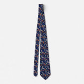Cats And Dogs Pattern Design On Blue  ネクタイ (裏面)