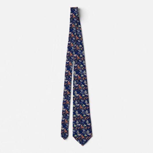 Cats And Dogs Pattern Design On Blue ネクタイ (裏面)