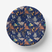 Cats And Dogs Pattern Design On Blue  ペーパーボウル (正面)
