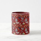Cats And Dogs Pattern Design On Red マグカップ (中央)