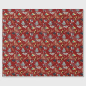 Cats And Dogs Pattern Design On Red ラッピングペーパー (フラット)