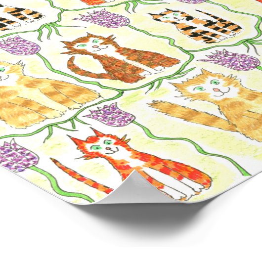 Cats and Fritillaries after William Morris ポスター (角)