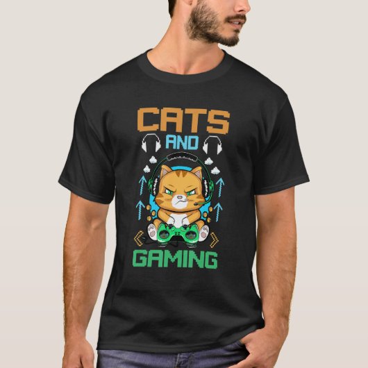 Cats And Gaming Color Cute Kitten Tシャツ (正面)
