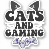 Cats And Gaming Funny Cat Pet Lover Gaming Gift  シール (正面)