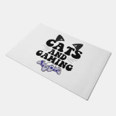 Cats And Gaming Funny Cat Pet Lover Gaming Gift  ドアマット (アングル)