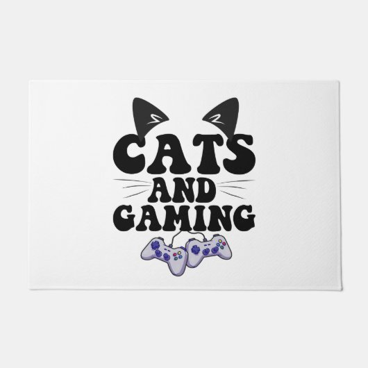 Cats And Gaming Funny Cat Pet Lover Gaming Gift  ドアマット (正面)