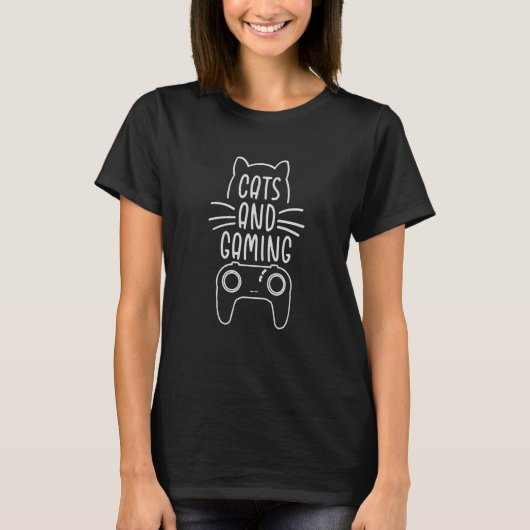 Cats And Gaming Loves Playing Video Games Cute Gam Tシャツ (正面)