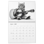 Cats and Guitars Black and White 2026 カレンダー (3月 2027)
