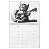 Cats and Guitars Black and White 2026 カレンダー (1月 2027)