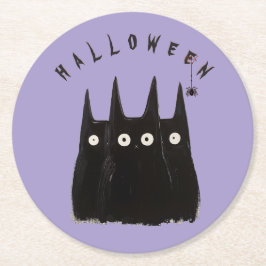 Cats and Halloween, personalized ラウンドペーパーコースター