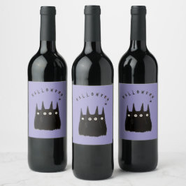 Cats and Halloween, personalized ワインラベル