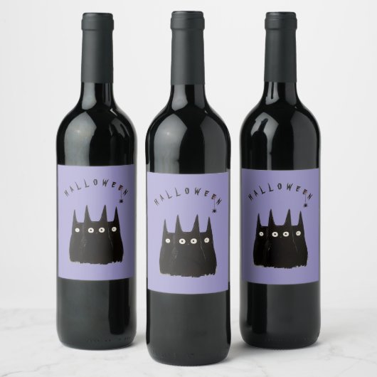 Cats and Halloween, personalized ワインラベル (ボトル)