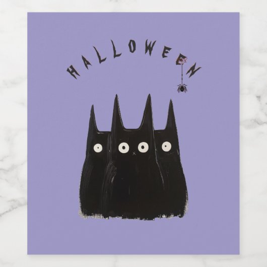 Cats and Halloween, personalized ワインラベル (シングルラベル)