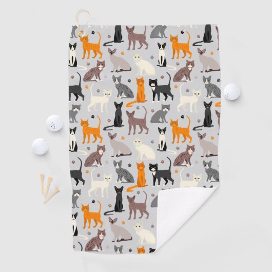 Cats and Paw Prints ゴルフタオル (インサイチュ)