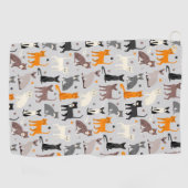 Cats and Paw Prints ゴルフタオル (横)