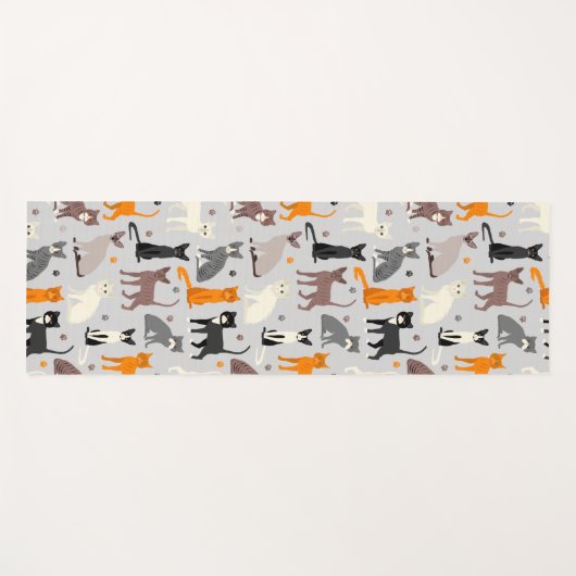 Cats and Paw Prints ヨガマット (正面(横))