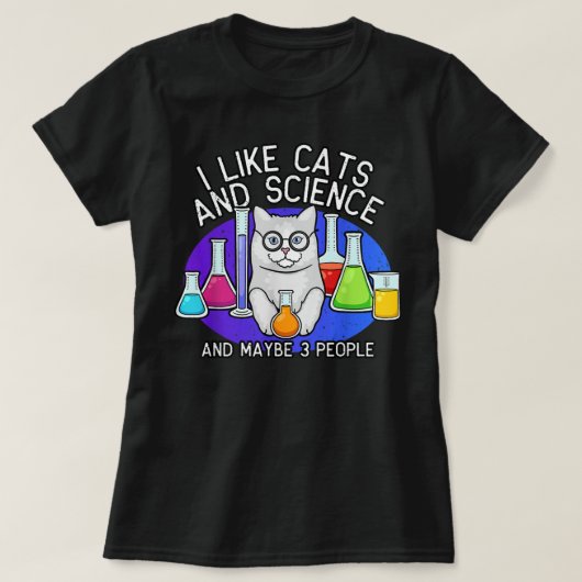 Cats And Science Shirt、猫好きTシャツ、Cat T-Sh Tシャツ (デザイン正面)