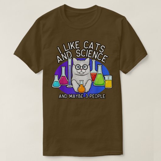 Cats And Science Shirt、猫好きTシャツ、Cat Tee、 Tシャツ (デザイン正面)