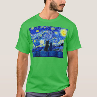 Cats and Starry Night  Tシャツ