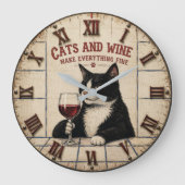 Cats and Wine Make Everything Fine ラージ壁時計 (正面)