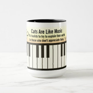 Cats Are Like Music - Piano Keyboard Staff & Cats  マグカップ