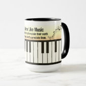 Cats Are Like Music - Piano Keyboard Staff & Cats  マグカップ (正面右)