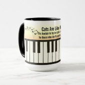 Cats Are Like Music - Piano Keyboard Staff & Cats  マグカップ (正面左)