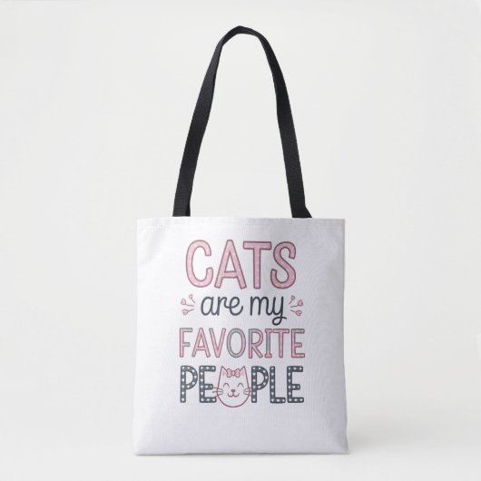 "Cats Are My Favorite People" Funny Cat Mom トートバッグ (正面)