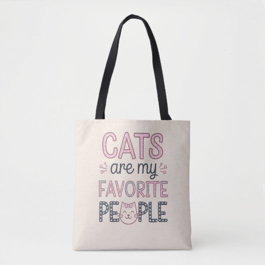 "Cats Are My Favorite People" Funny Cat Mom トートバッグ (正面)