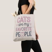 "Cats Are My Favorite People" Funny Cat Mom トートバッグ (クローズアップ)
