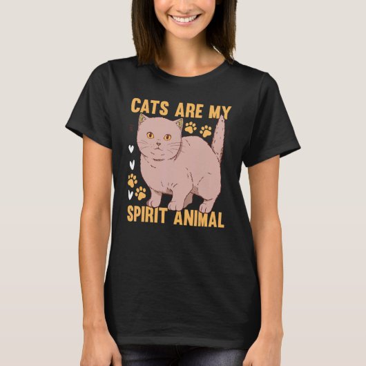 Cats Are My Spirit Animal I Cat Owner Cute Cat  I  Tシャツ (正面)
