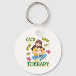 Cats Are My Therapy – Cute Cat Lover Design  キーホルダー