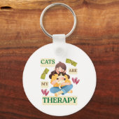 Cats Are My Therapy – Cute Cat Lover Design  キーホルダー (正面)