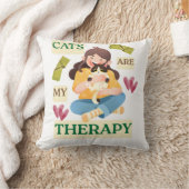 Cats Are My Therapy – Cute Cat Lover Design クッション (ブランケット)