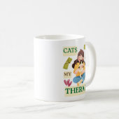 Cats Are My Therapy – Cute Cat Lover Design コーヒーマグカップ (正面右)