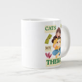 Cats Are My Therapy – Cute Cat Lover Design ジャンボコーヒーマグカップ (正面右)