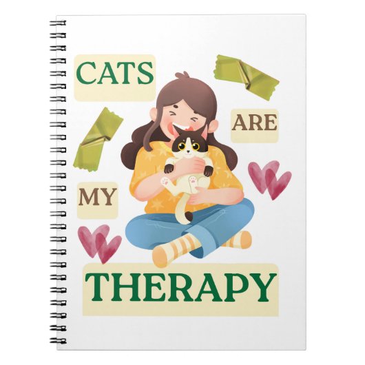 Cats Are My Therapy – Cute Cat Lover Design  ノートブック (正面)